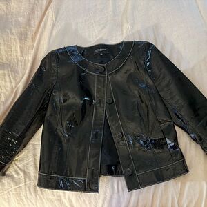 Glossy Black Leather Women's Jacket